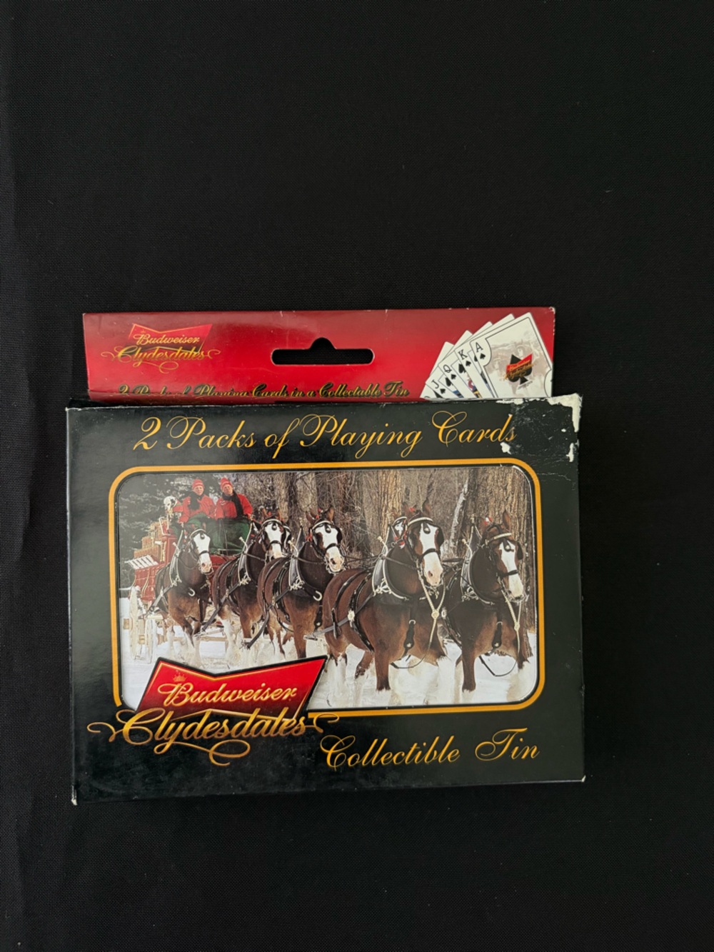 Vintage Budweiser Clydesdales 2 Packs of Playing Cards Collectible Tin in Box